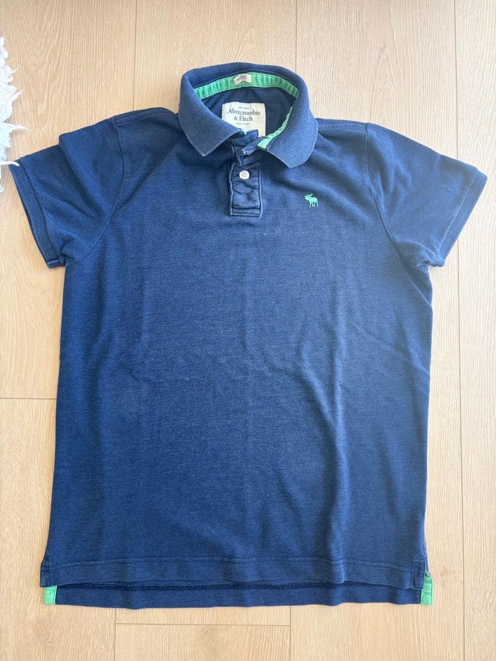 Abercrombie & Fitch Navy Polo with Green Logo